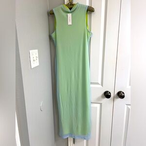 NWT Fun maxi dress layered in blue and yellow!
